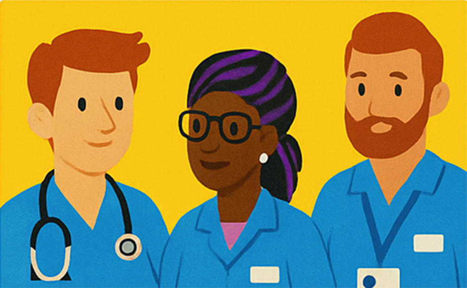 Infographic of three nurses of different ethnicities