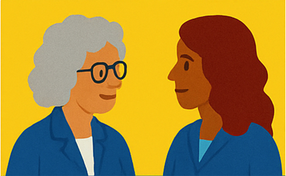 Infographic of female nurse speaking to patient