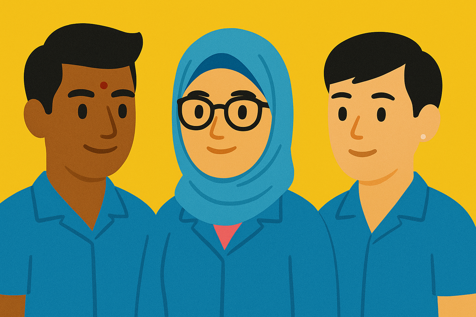 Infographic of two female nurses and a male nurse smiling