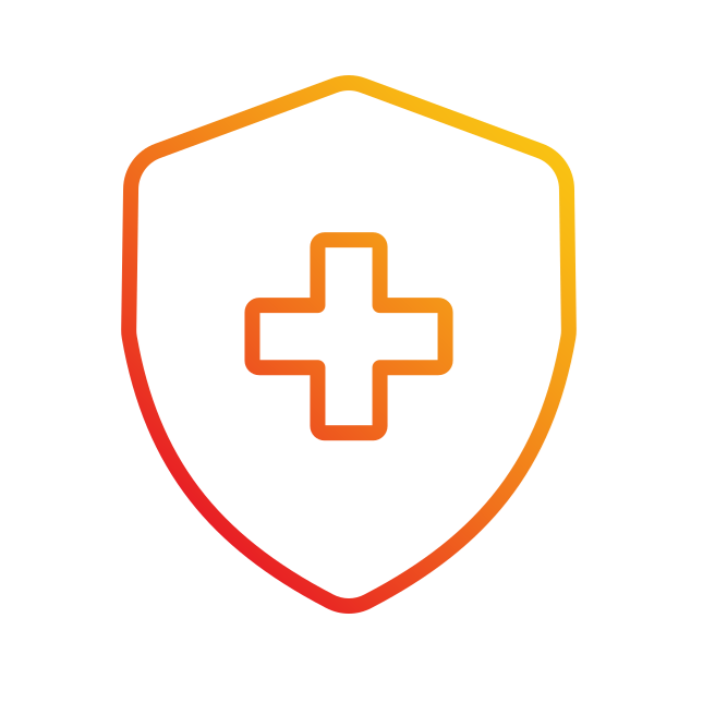 Graphic of a shield with a medical cross inside it.