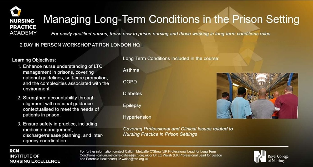 Managing long-term conditions in the prison setting workshop flyer