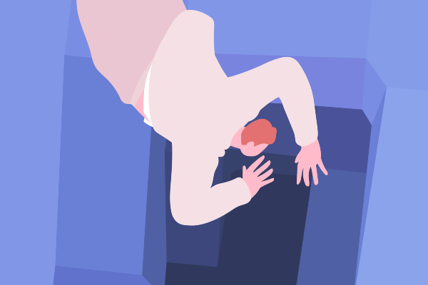 Image of man falling down hole