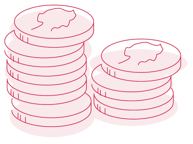 Outline illustration of pile of coins