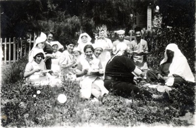 Staff at the British Church Missionary Society hospital in Gaza, 1938