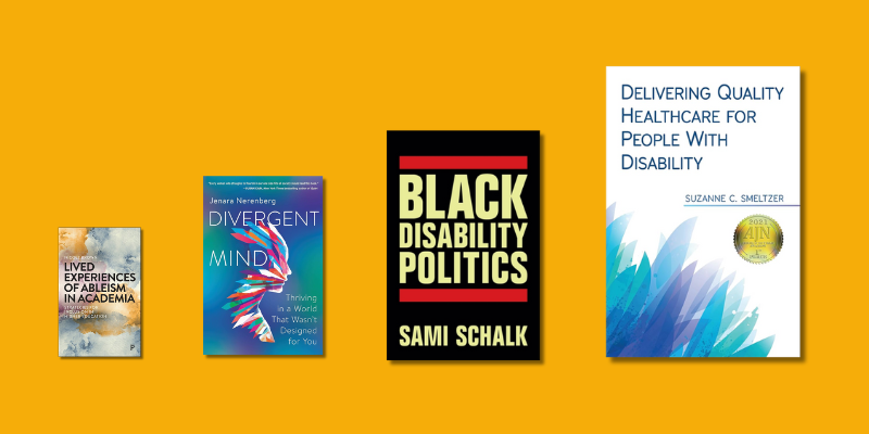 Four book covers from the Disability History Month 2025 book display.