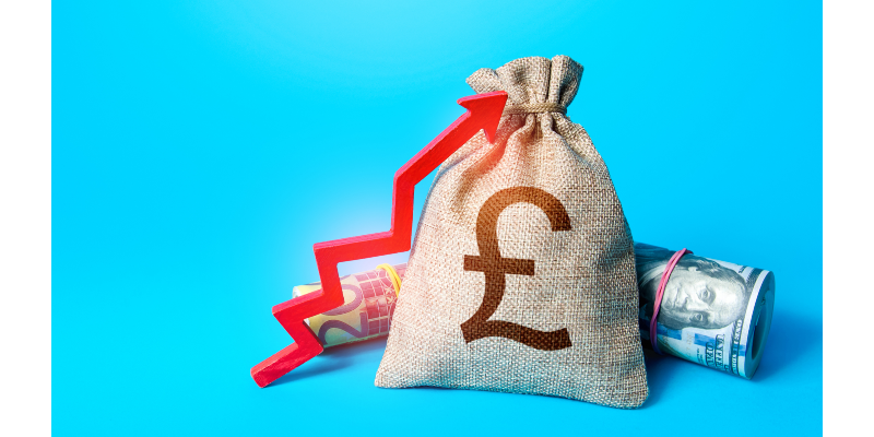 Money bag with increasing arrow