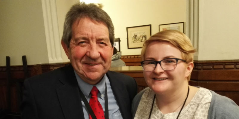 South West University of West England student Julie Terry with Gordon Henderson MP