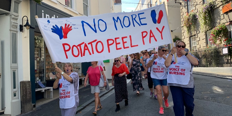 Members in Guernsey march for fair nursing pay