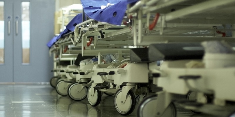 row of hospital beds