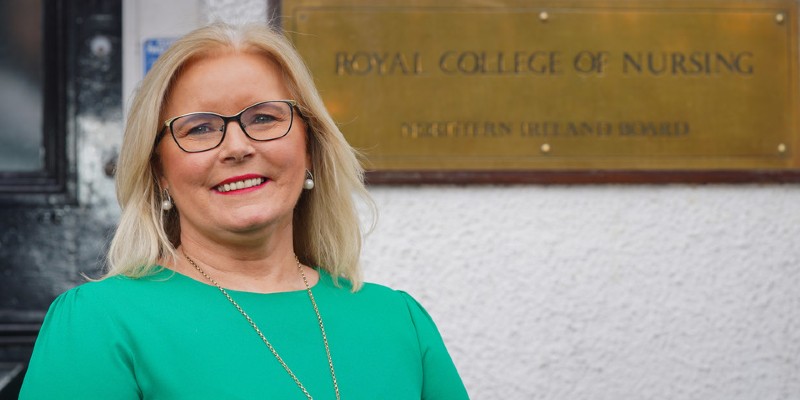 Pat Cullen stands outside RCN Northern Ireland building