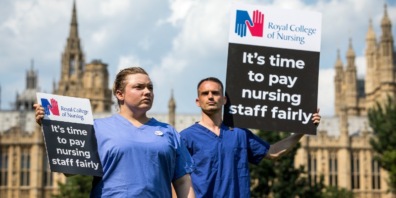 Nursing staff protesting about pay