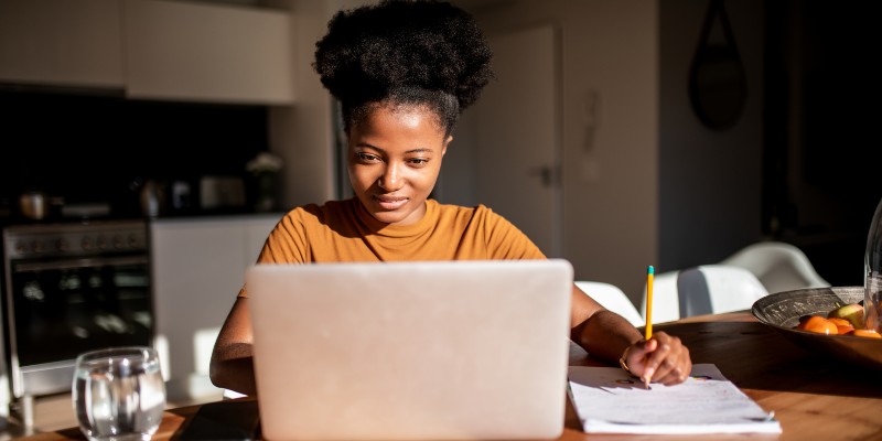 Woman using laptop