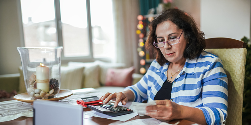 Woman working out finances