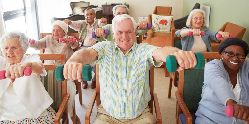 Older people exercising 