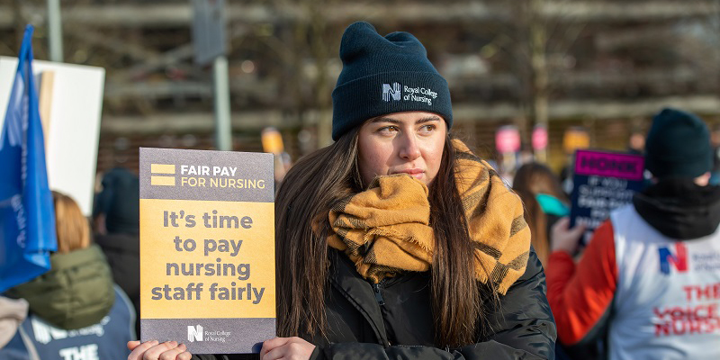 Nurse on strike 