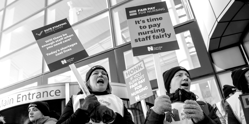 Nursing staff on picket line