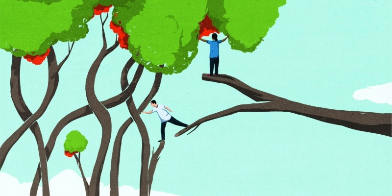 Genomics illustration showing tree branches