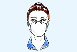Illustration of nurse wearing mask