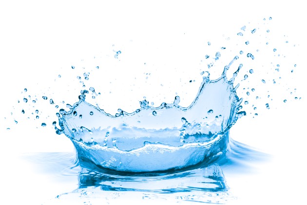 close up of water droplet in blue with white background