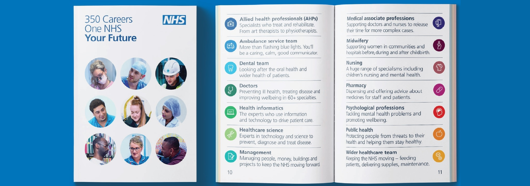 booklet showing different careers within the NHS