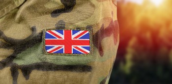 Union jack flag on an army uniform