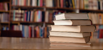 Books on library table