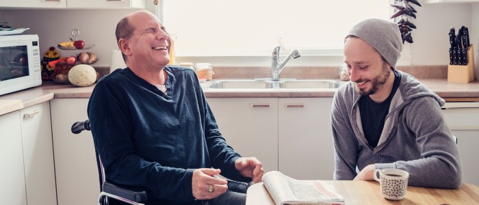 Two adults having a conversation