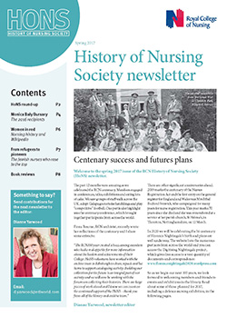 Front cover of spring 2017 issue of HoNS newsletter