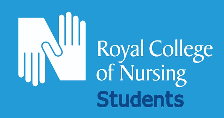 RCN student logo, white text on pale blue background