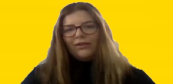 Photo of Lauren on a yellow background