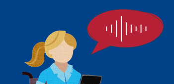 illustration of nurse in wheelchair with speech bubble