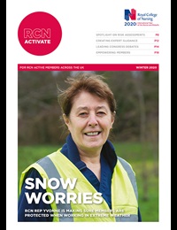 Cover of Activate Winter 2020 featuring RCN safety rep Yvonne