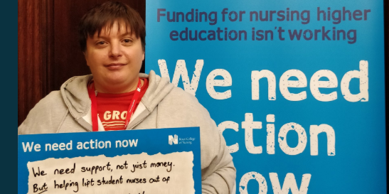 Jemma James, RCN Northern region student, at Westminster to lobby MPs on student funding Jemma James, RCN Northern region student, at Westminster to lobby MPs on student funding