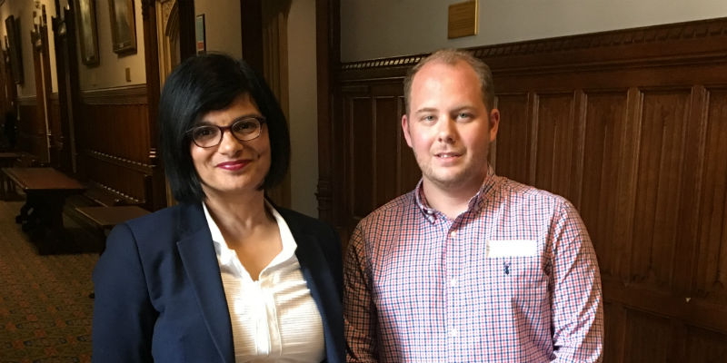 Michael Lawton with Thangam Debbonaire MP at a lobbying event on the postgraduate NHS bursary