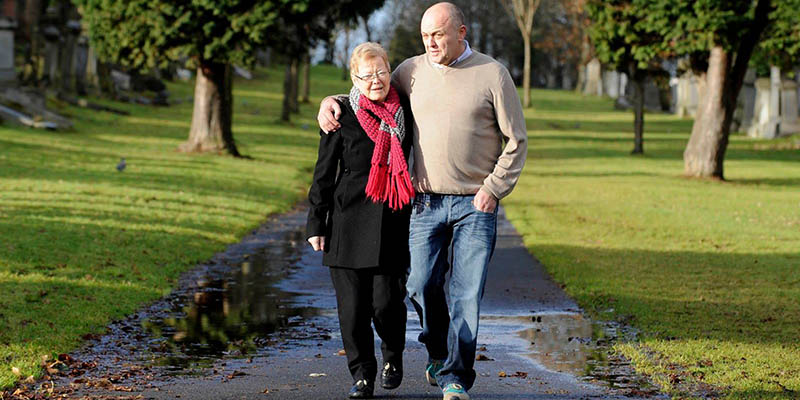 Tommy Whitelaw from Dementia Carer Voices and his mother, who he cared for Tommy Whitelaw from Dementia Carer Voices and his mother, who he cared for