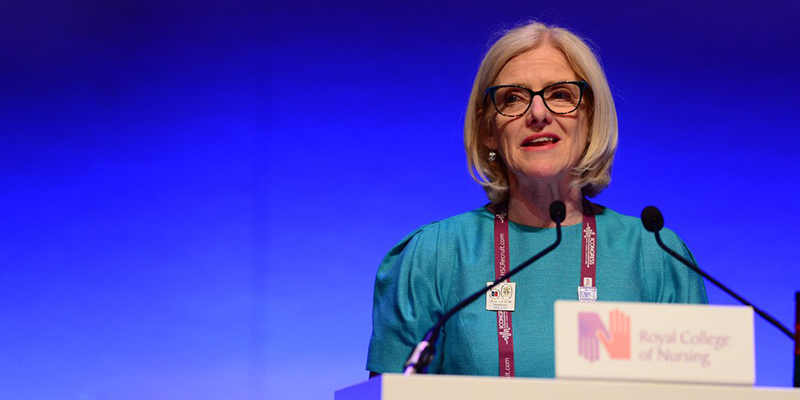 Janet Davies at the podium in Belfast for Congress 2018