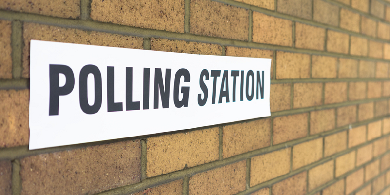 Election polling station sign