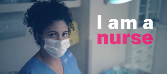 Photo of a nurse. Text that says 'I am a nurse'