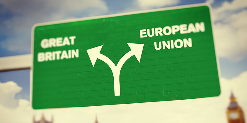 Britain separating from EU road sign