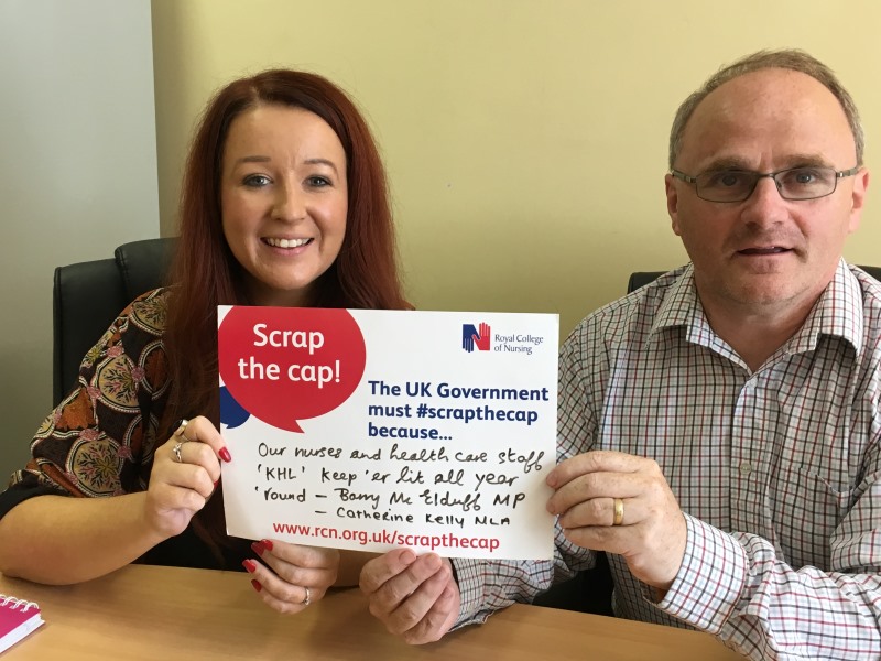 Catherine Kelly MLA and Barry McElduff MP supporting teh RCN