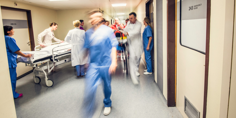 Busy hospital corridor