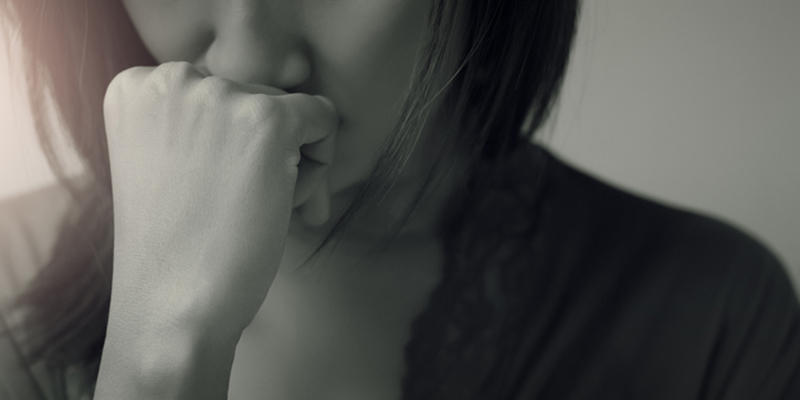 Close up of woman looking worried