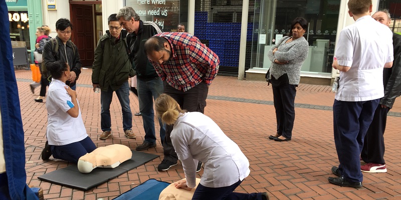 Nursing students from the University of Birmingham demonstrating life support techniques
