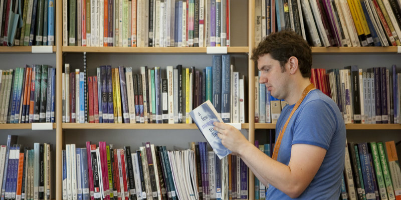 Student nurse in library