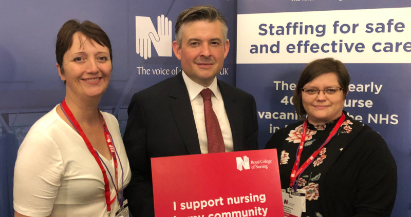 Members Sarah Stock and Rachel Morris with Jon Ashworth MP