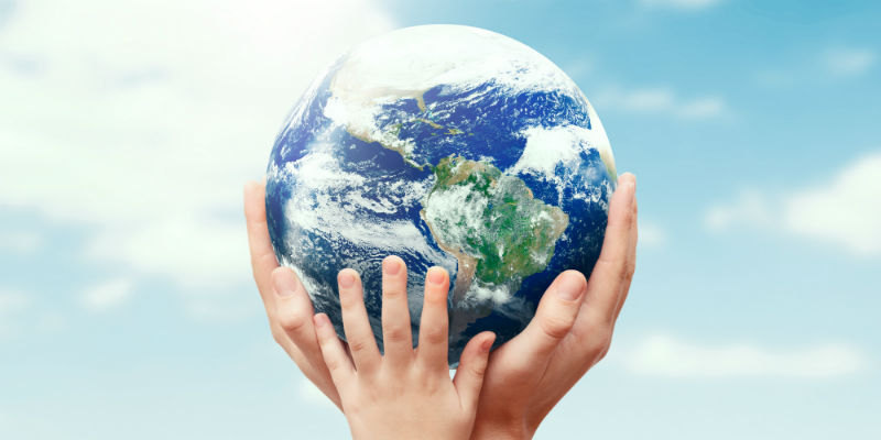 Globe in hands