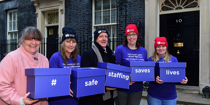 Safe staffing petition hand in at Downing Street