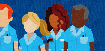illustration of head and shoulders of three nursing staff