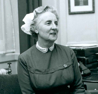 Marjorie Marriott, 1958–1960 and 1962–1963. Marjorie became President twice and presided over its union with the National Council of Nurses in 1963. During World War Two she was Matron of the Guy’s Hospital evacuated unit at Orpington, responsible for long-term patients, military and air raid casualties, and nurse training. After she retired, she represented British nursing at the World Health Organization in Geneva. @Model.StoryImage.Alt