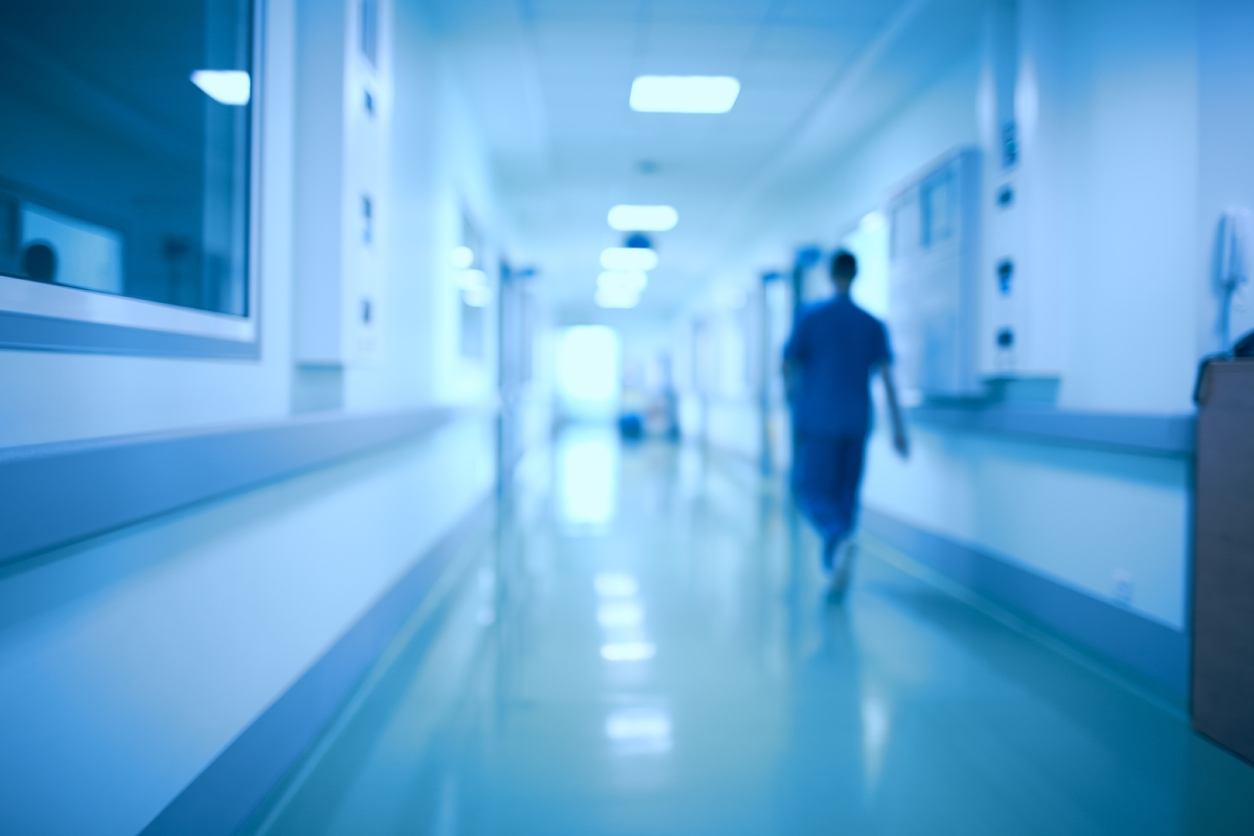 hospital corridor blue